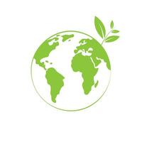 Green planet earth and tree branch. Isolated vector illustration.