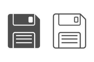 Floppy disk. Flat and line icon Isolated vector logo