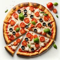 Pizza on White Background, AI Generated photo