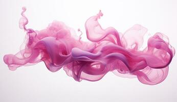 Generative AI, Flowing light pink, viva magenta smoke with splashes. Soft fluid banner, spring female mood, 3D effect, modern macro realistic abstract background illustration, ink in water effect photo
