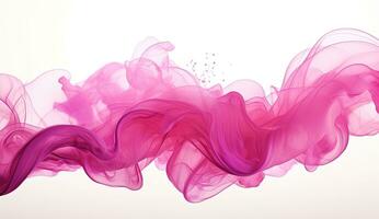 Generative AI, Flowing light pink, viva magenta smoke with splashes. Soft fluid banner, spring female mood, 3D effect, modern macro realistic abstract background illustration, ink in water effect photo