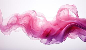 Generative AI, Flowing light pink, viva magenta smoke with splashes. Soft fluid banner, spring female mood, 3D effect, modern macro realistic abstract background illustration, ink in water effect photo