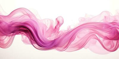 Generative AI, Flowing light pink, viva magenta smoke with splashes. Soft fluid banner, spring female mood, 3D effect, modern macro realistic abstract background illustration, ink in water effect photo