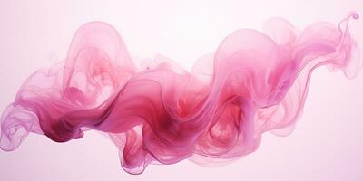 Generative AI, Flowing light pink, viva magenta smoke with splashes. Soft fluid banner, spring female mood, 3D effect, modern macro realistic abstract background illustration, ink in water effect photo