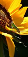 A close up of a beautiful sunflower flower head with a brilliantly AI Generated Photo