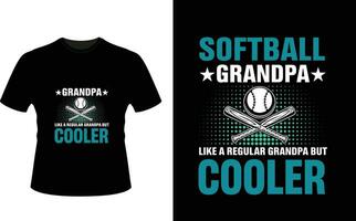 Softball Grandpa Like a Regular Grandpa But Cooler or Grandfather tshirt design or Grandfather day t shirt Design vector