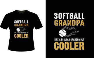 Softball Grandpa Like a Regular Grandpa But Cooler or Grandfather tshirt design or Grandfather day t shirt Design vector