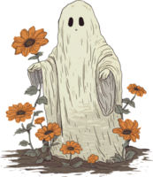 ghost pumpkin vintage ai generative png