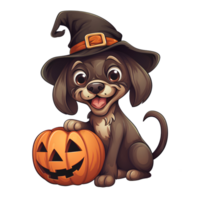 dog halloween witch hat ai generative png