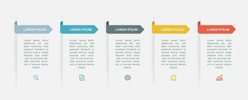 Arrow Process Workflow Infographic Template with 5 Steps vector