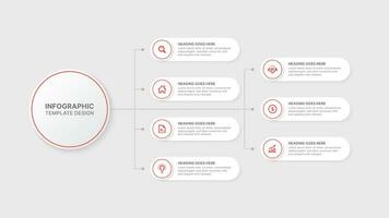 jerarquía infografía modelo con Siete opciones vector