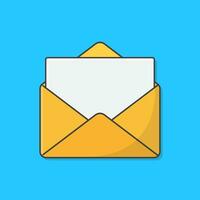 Opened Envelope With Note Paper Card Vector Icon Illustration. The Postal Envelope Flat Icon