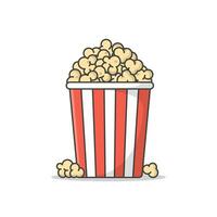 Popcorn Vector Icon Illustration. Popcorn Bucket Boxes. Popcorn in a striped tub