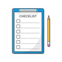 Clipboard With Checklist And Pencil Vector Icon Illustration. Checklist Form Flat Icon