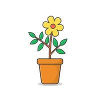 House Plant In Pot Vector Icon Illustration. Trendy Plant Growing In Pot Or Planters. Flowerpot Bloom Icon