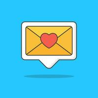 nuevo no leído amor mensaje vector icono ilustración. correo electrónico o mensaje notificación concepto