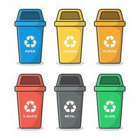 azul reciclar compartimiento con reciclar símbolo vector icono ilustración. envase para reciclaje residuos clasificación ilustración. ecológico basura plano icono