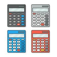 conjunto de calculadora vector icono ilustración. colegio y oficina plano icono