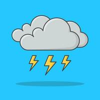 Dark Clouds Of Thunder  Strom Vector Icon Illustration. Weather Phenomena Symbol