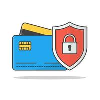 Protection Shield Credit Cards Vector Icon Illustration. Credit Card Security Flat Icon