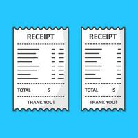 Set Of Receipt Paper Vector Icon Illustration. Paper Print Check, Shop Reciept Or Bill Illustration. Paper Printed Sales Shop Receipt