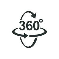 360 degrees icon in flat style. Rotate symbol vector illustration on isolated background. Angle view sign business concept.