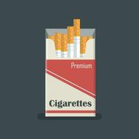 Packet of cigarettes icon in flat style. Smoking vector illustration on isolated background. Tobacco box sign business concept.