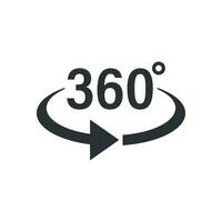 360 degrees icon in flat style. Rotate symbol vector illustration on isolated background. Angle view sign business concept.