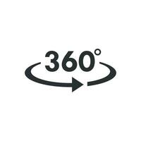 360 degrees icon in flat style. Rotate symbol vector illustration on isolated background. Angle view sign business concept.