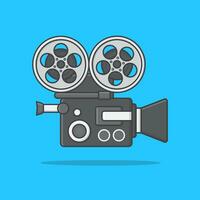 Movie Camera Vector Icon Illustration. Movie And Film Flat Icon