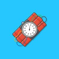 Dynamite Bomb With Timer Clock Is Ready To Explode Vector Icon Illustration. Explosive Dynamite, Grenade, And Bomb Icon