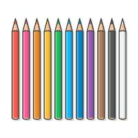 Set Of Colored Pencils Vector Icon Illustration. Crayons Colored Pencil Flat Icon