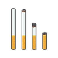 Cigarettes During Different Stages of Burn Vector Icon Illustration