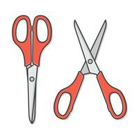 Set Of Red Scissors In Open And Close Position Vector Icon Illustration