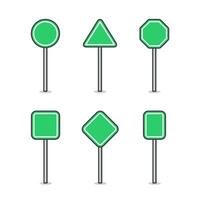 Set Of Blank Road Sign Board Vector Icon Illustration. Road Traffic Sign Icon