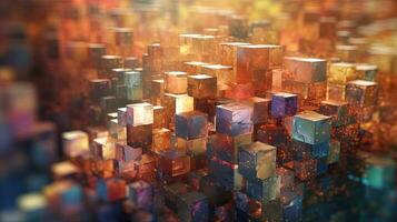 Abstract background with structure of cubes. Colorful cubes texture for technology backdrop. Generated AI. photo