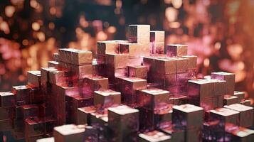 Abstract background with structure of cubes. Colorful cubes texture for technology backdrop. Generated AI. photo