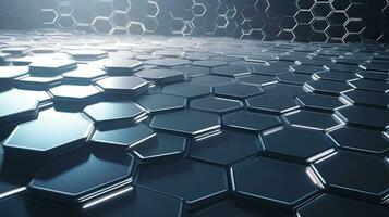 Abstract background with hexagonal tiles. Tech styled hex pattern. Generated AI. photo