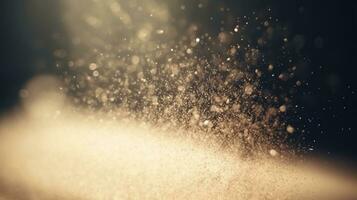 Dust particles sprayed by the wind. Sand on the ground or dust on the floor. Generative AI. photo