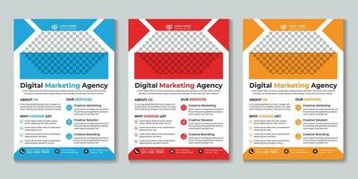 Corporate modern digital marketing agency flyer design template Free Vector