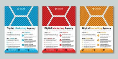 Corporate modern digital marketing agency flyer design template Free Vector