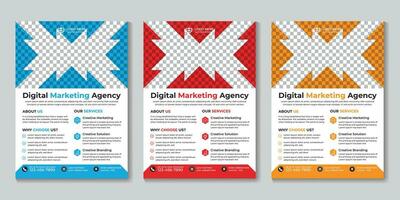 Corporate modern digital marketing agency flyer design template Free Vector