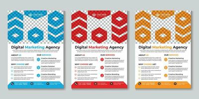 Professional modern digital marketing agency flyer design template Free Vector