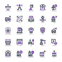 Smart City icon pack for your website, mobile, presentation, and logo design. Smart City icon dual tone design. Vector graphics illustration and editable stroke.