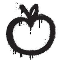 Emoticon apple graffiti with black spray paint.vector illustration. vector