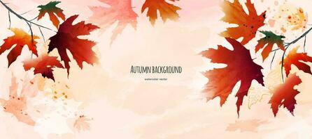 Watercolor maple leaves. Elegant botanical fall season background. vector