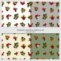 Set of seamless botanical patterns. Watercolor vector. vector