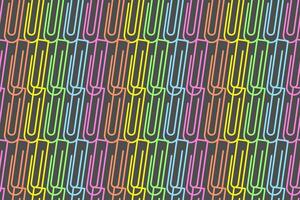 Endless pattern of bright colorful paper clips on a dark backdrop. Administrative Professionals Day vector