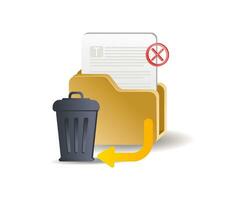 Trash folder data isometric illustration concept vector