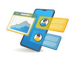 Smartphone chatting business analyst vector